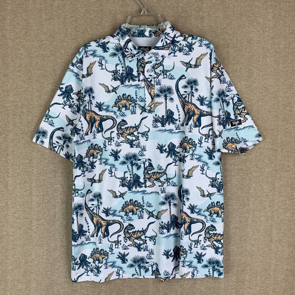 Waggle Land Before Waggle Dinosaurs Performance Golf Polo Shirt XL Novelty